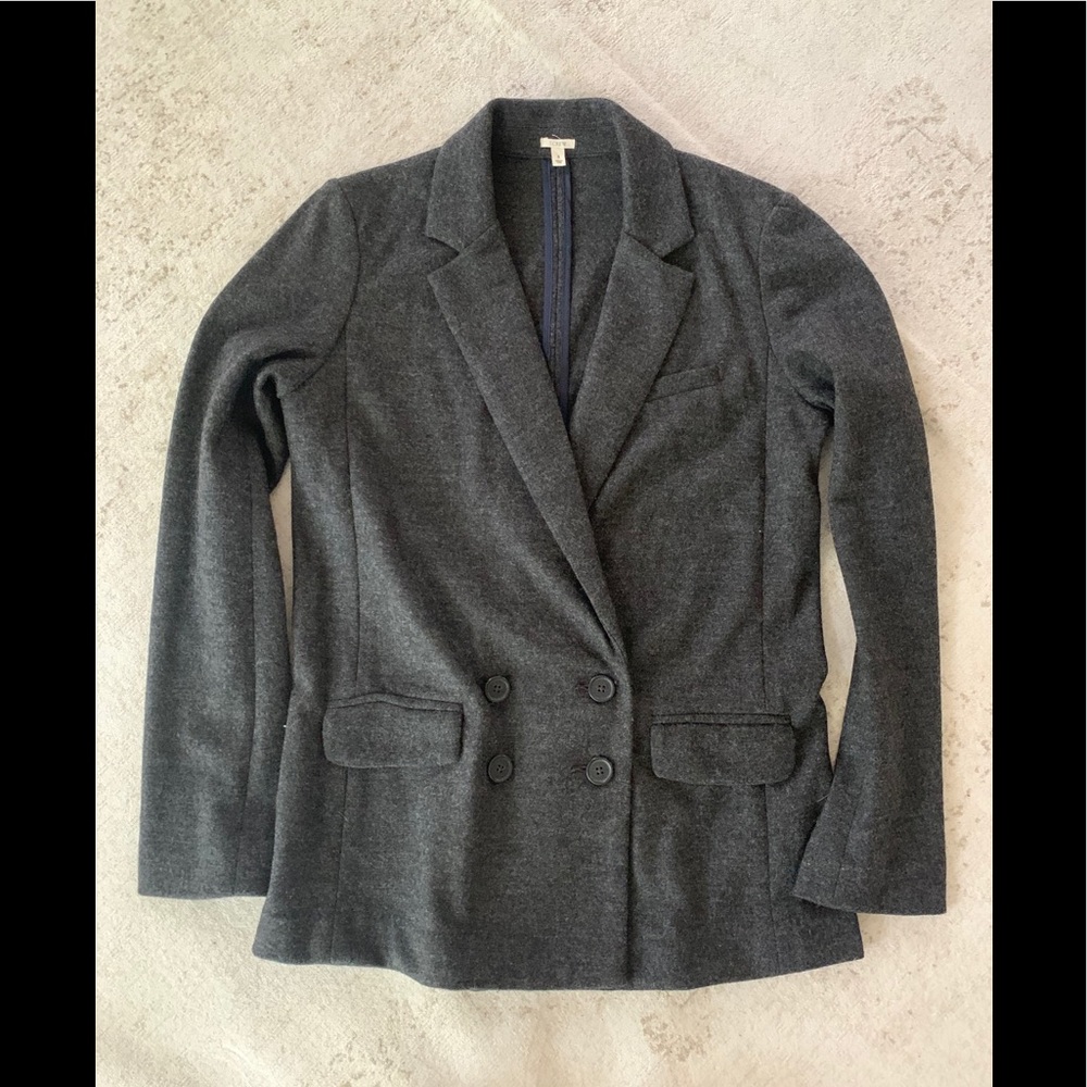 J.Crew 100% Wool Double Breasted Blazer Gray Career Office Jacket Women’s 4